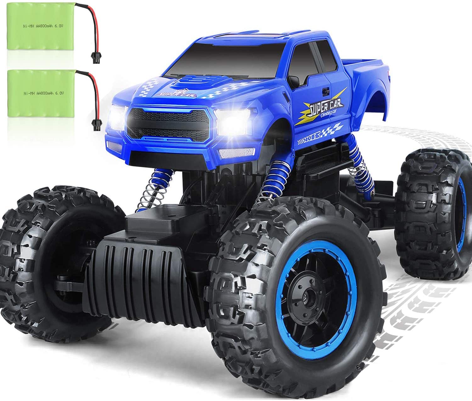  XRace Crawler DOUBLE E 1:12 RC Cars Monster Truck 4WD Dual Motors Rechargeable Off Road Remote Control Truck (Blue)