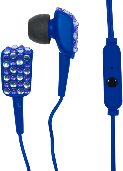 Craig Electronics CHP4831-BL Bling Ear Buds with Microphone, Blue 