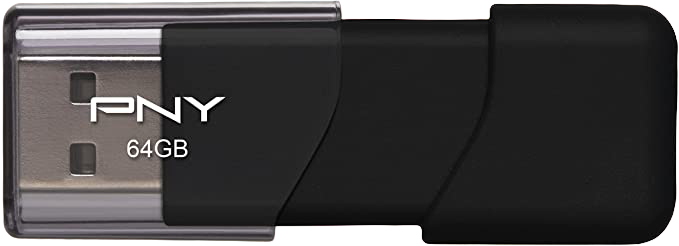 PNY Attache USB 2.0 Flash Drive, 64GB/ BLACK (P-FD64GATT03-GE)
