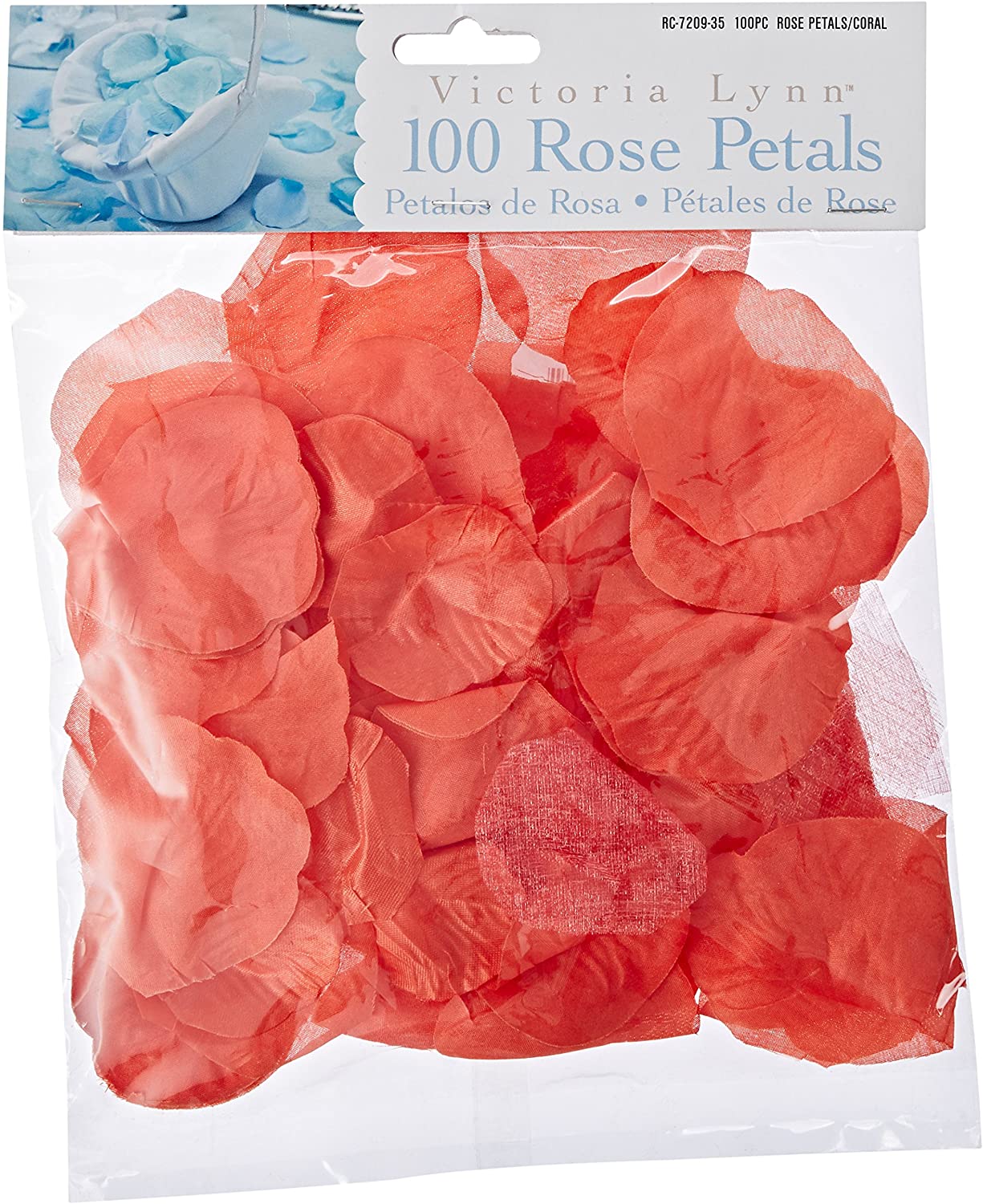 Darice RC-7209-35 Decorative Satin Rose Petals, Coral, 100 Rose Petals