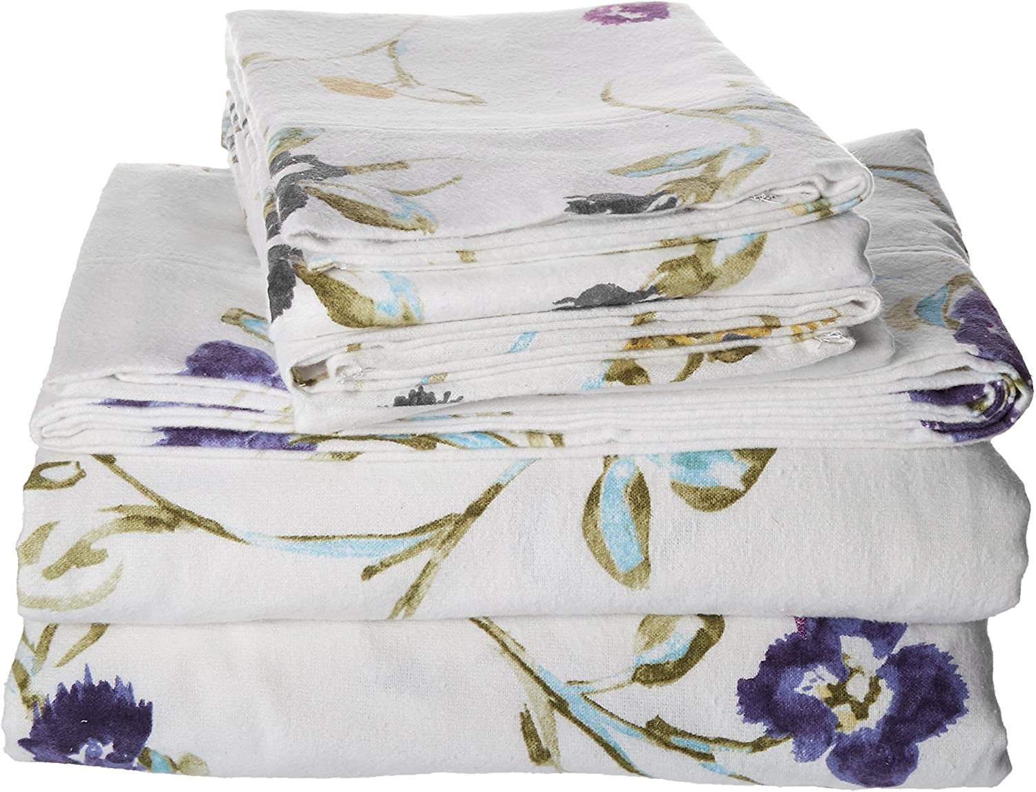 Tribeca Living King Floral Garden Printed Extra Deep Pocket Flannel Sheet Set Size King