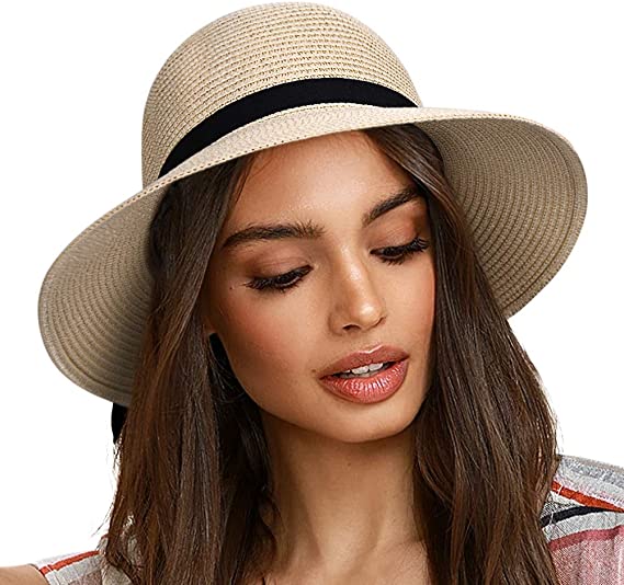 FURTALK Sun Hats for Women Brim Straw Hat Beach Hat UPF UV Packable Cap for Travel 