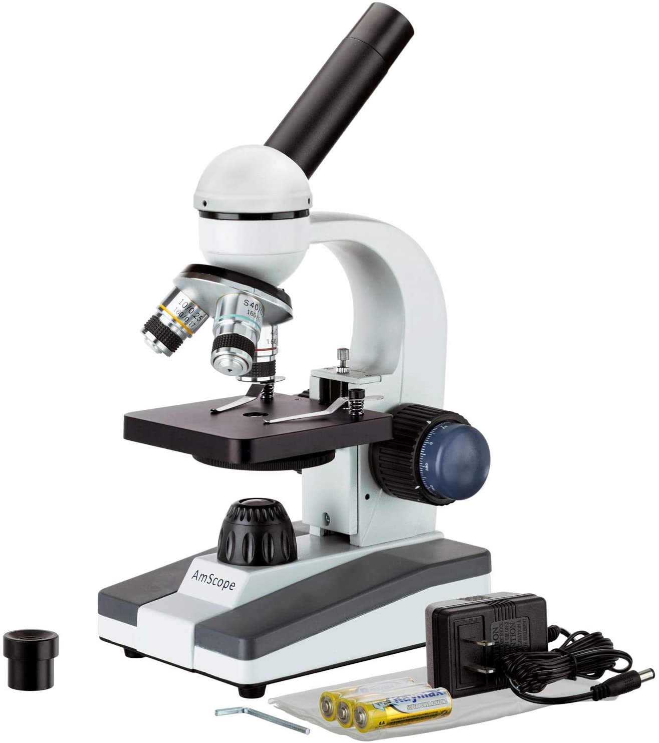 AmScope M150C-I 40X-1000X All-Metal Optical Glass Lenses Cordless LED Student Biological Compound Microscope