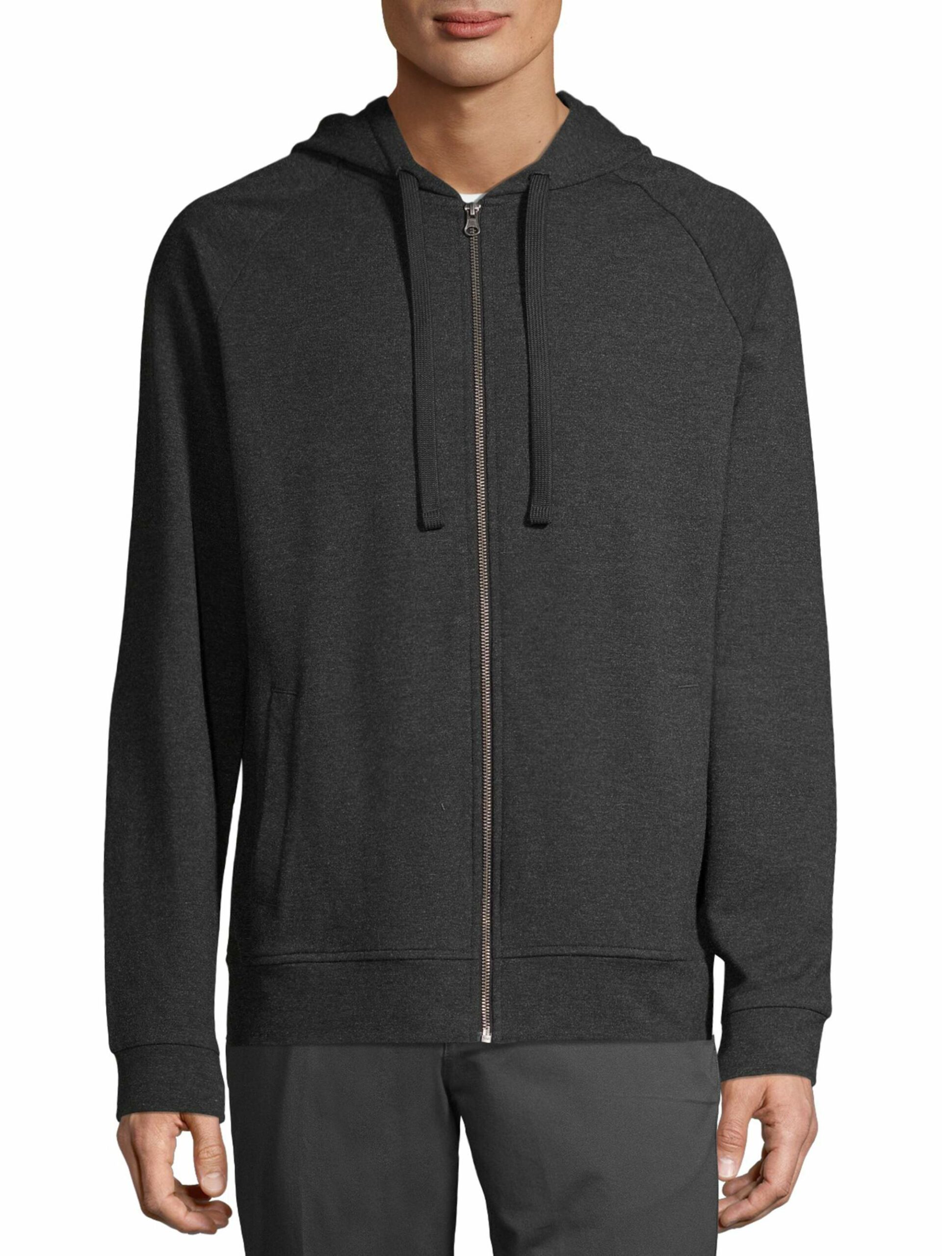 George Men's and Big Men's Fashion Full Zip Hoodie Black Soot Heather, up to Size S/CH 34-36