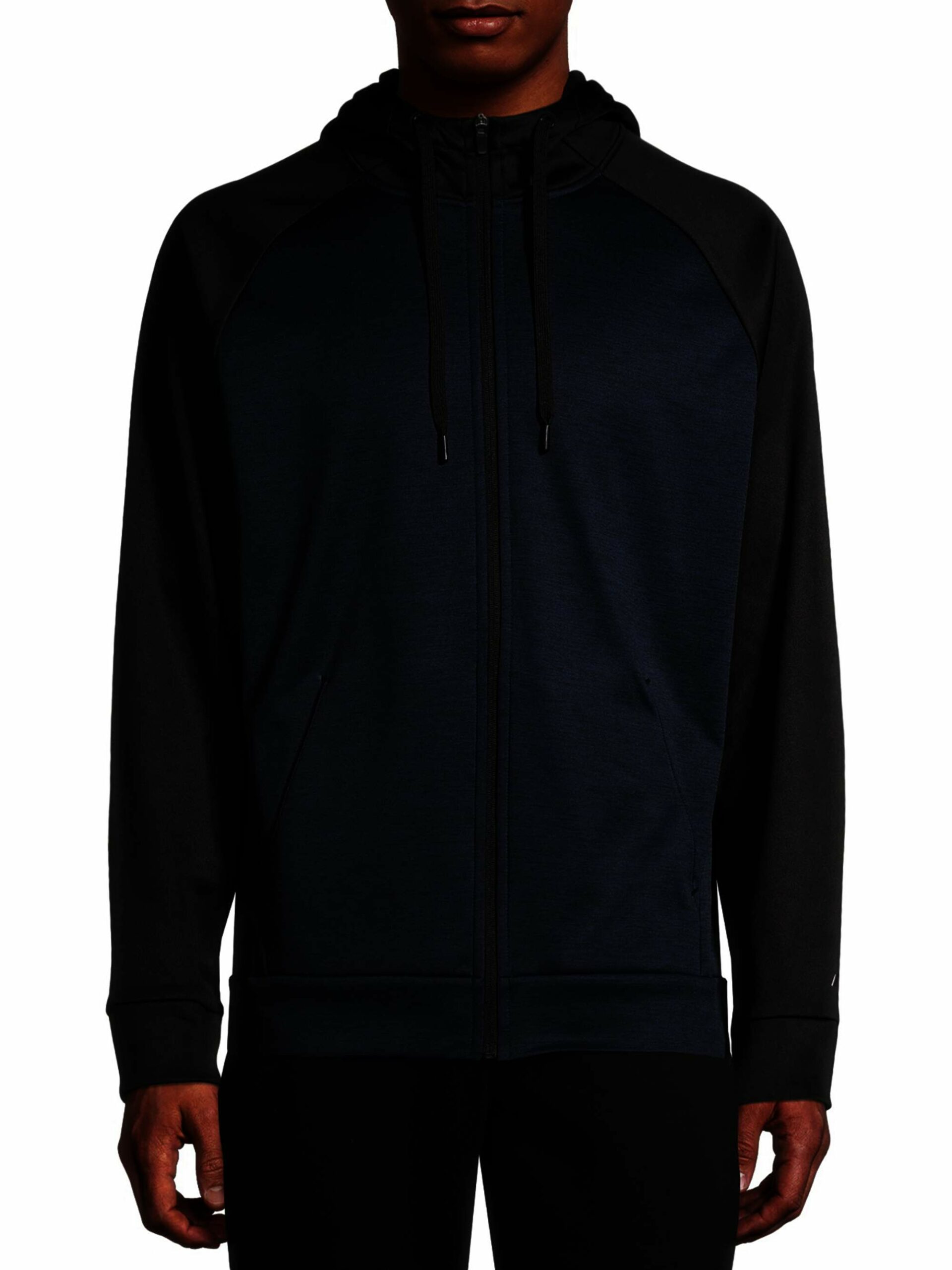 Russell Men's Active Tech Fleece Pullover Full Zip Jacket Rich Black/Blue Cove Heather Size (L/G 42-44)