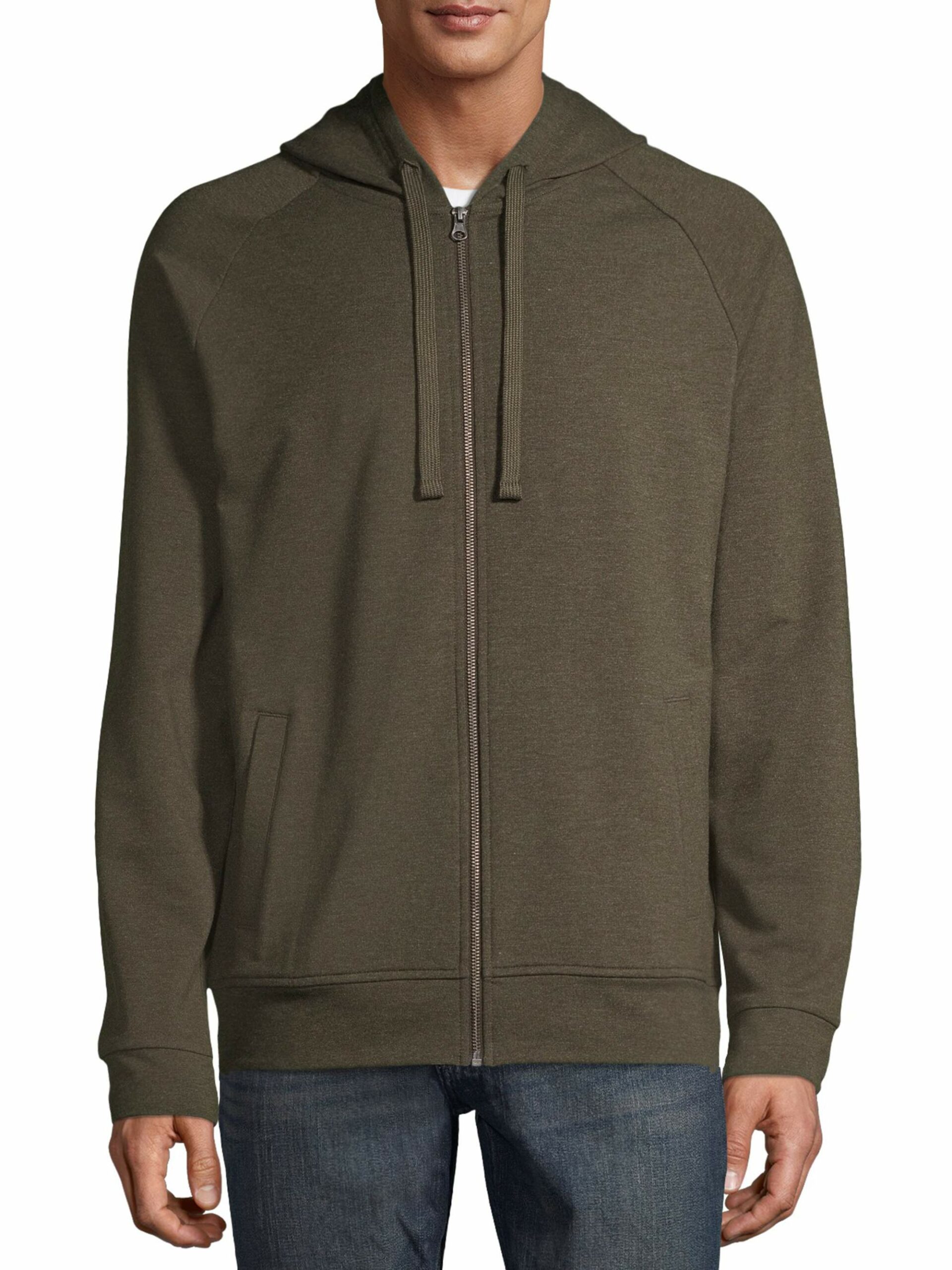 George Men's and Big Men's Fashion Full Zip Hoodie Smoky Olive Heather, up to Size M 38-40