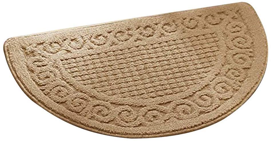Olpchee Half Round Non-Slip Kitchen Bedroom Toilet Doormat Floor Rug Mat Keeps Your Floors Clean Decorative Design (Large, Camel)