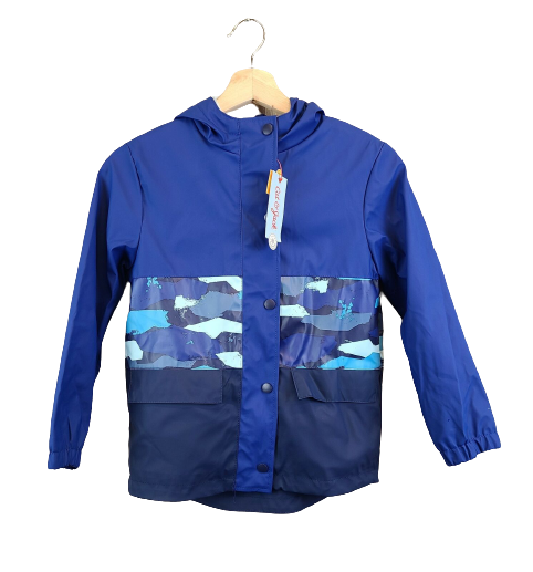 Boys' Camo Colorblock Rain Jacket - Cat & Jack™ Blue (Kids Small)