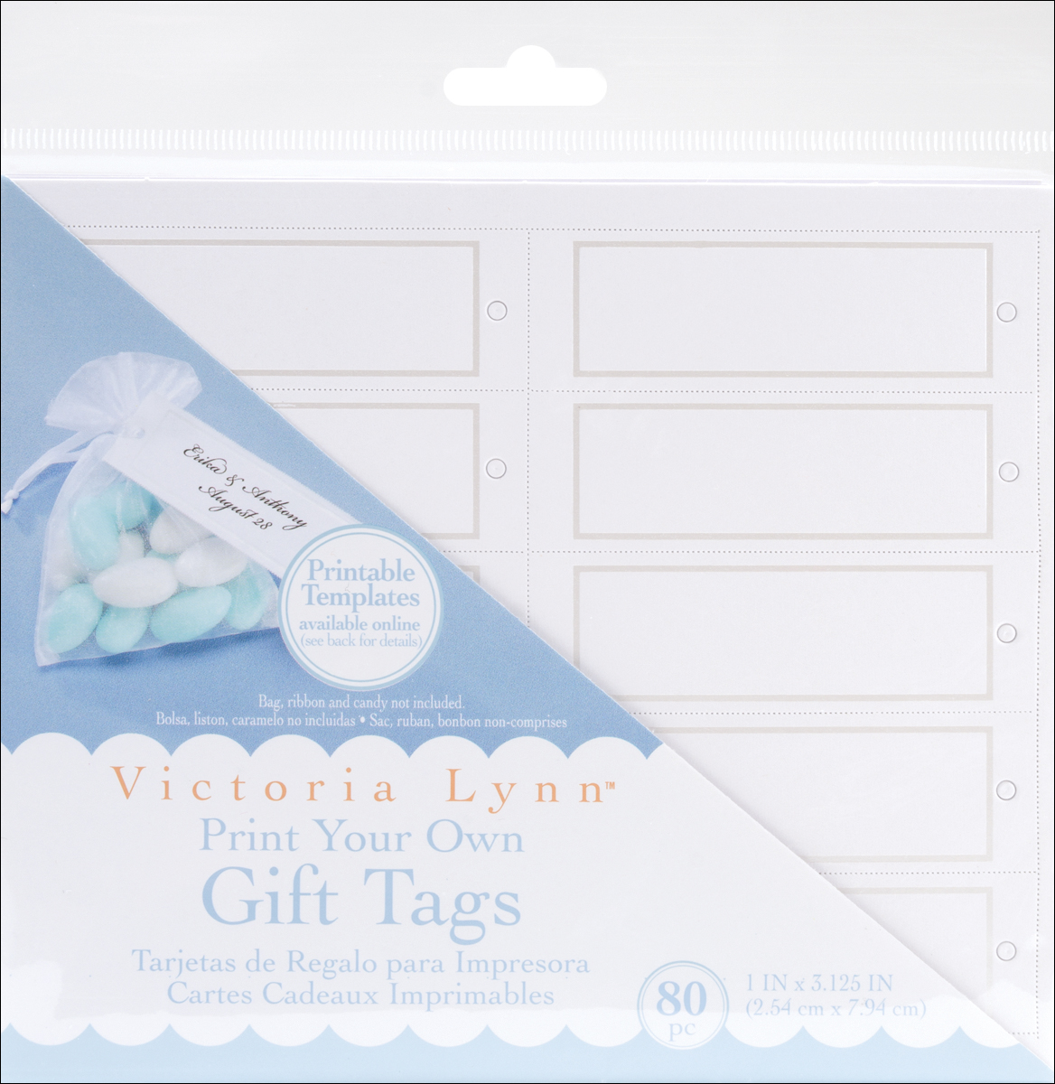 Victoria Lynn Print Your Own Gift Tags 1"X3.125" 80/Pkg-White Rectangle W/Pearl