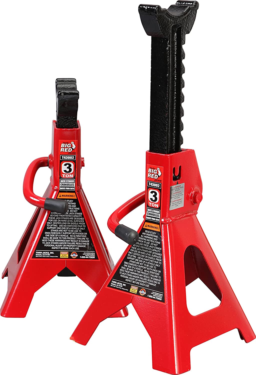 BIG RED T42202 Torin Steel Jack Stands: 2 Ton (4,000 lb) Capacity, Red, 1 Pair (CLEARANCE)