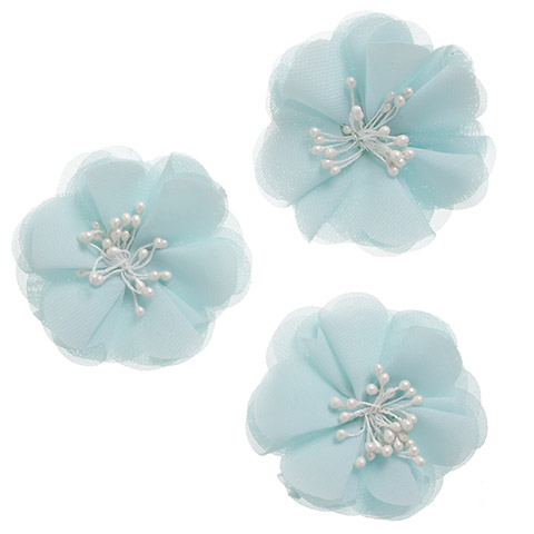 Floral Magnolia Embellishments, 3ct- Aqua