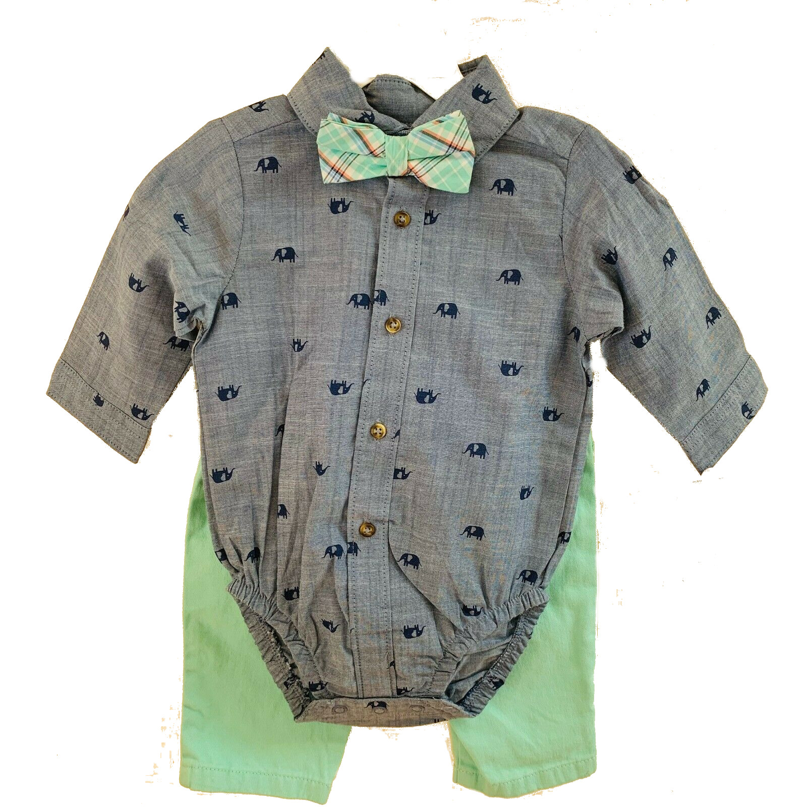 3 Piece Set Color Asst Boys Elephant Top & Bottom Set Carter's Just One You Special Occasion Size New Born