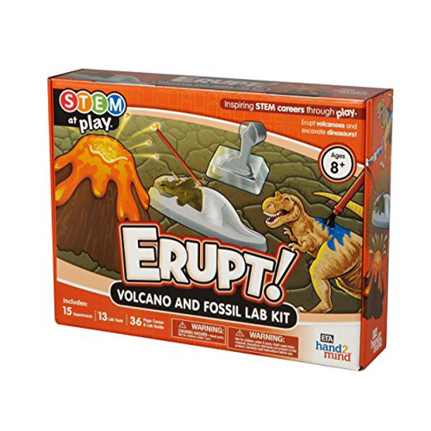 STEM at play ERUPT Volcano & Fossil Lab Kit Science For Kids Ages 8+ - 15 STEM Career Experiments and Activities | Learn About Dinosaurs,