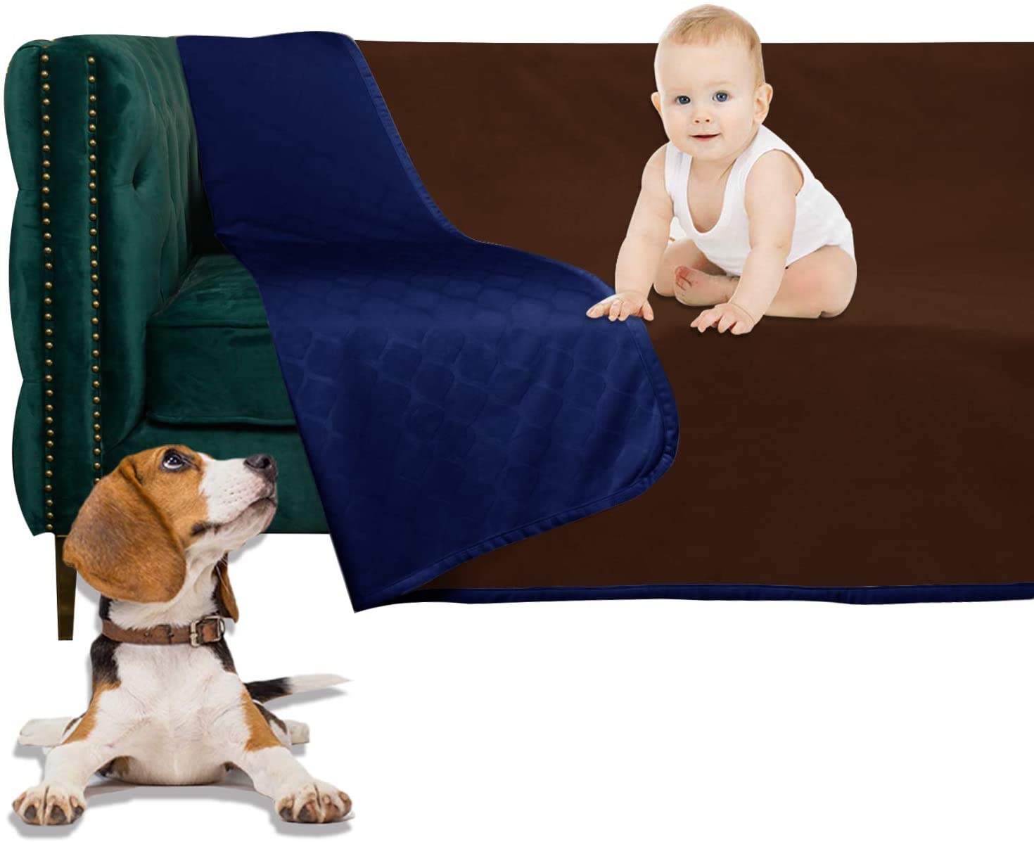 W-ZONE Waterproof Dog Bed Cover Pet Blanket for Furniture Bed Couch Sofa Reversible 