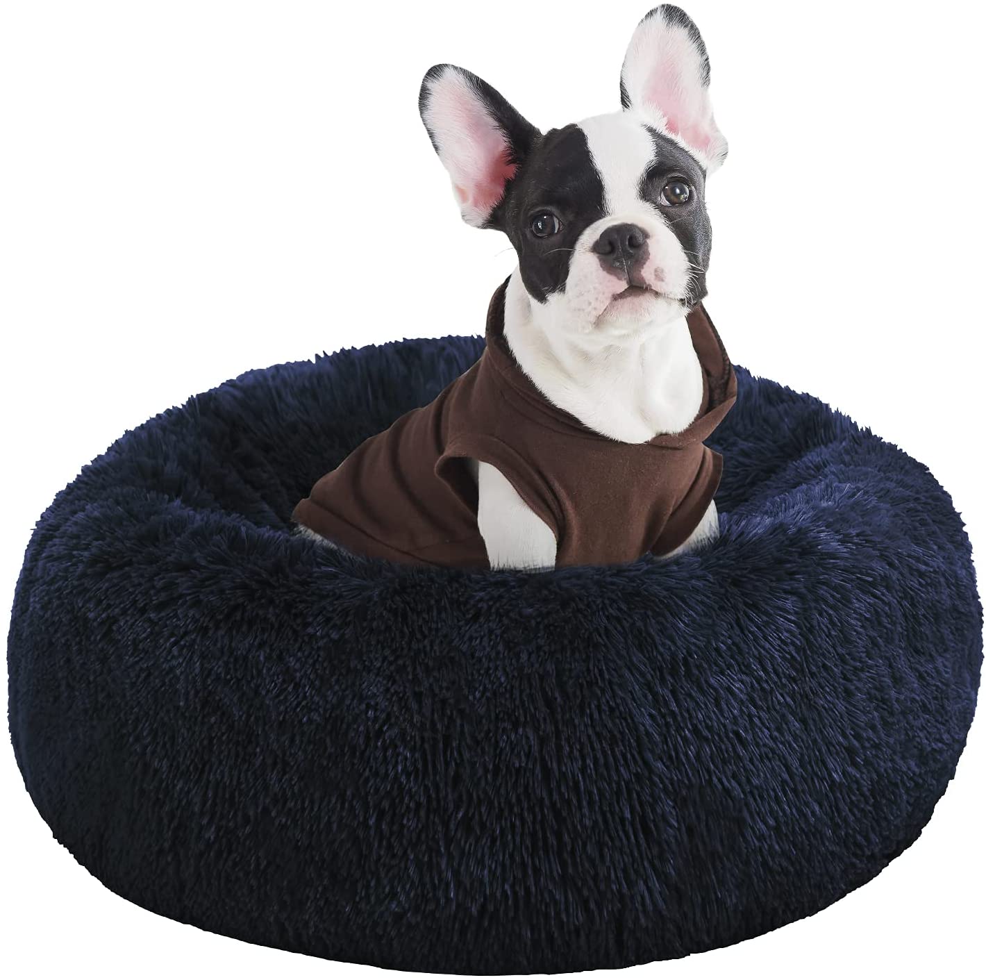 BEDELITE Dog Bed Cat Bed - Round Dog Bed in Soft Faux Fur Pet Bed, Donut Calming Dog Bed & Cat Bed for Small Medium Dog & Cat 23 Inches Fit up to 15/25/45LBS (color Blue) Washable