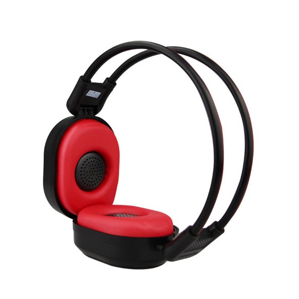 PIXNOR Foldable Wireless Headphone Portable FM Stereo Headset Radio _Black Red_