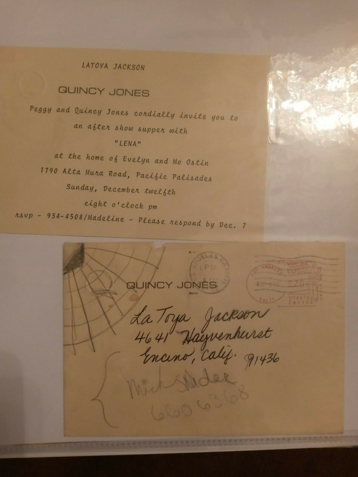  LATOYA JACKSON INVITATION FROM QUINCY JONES